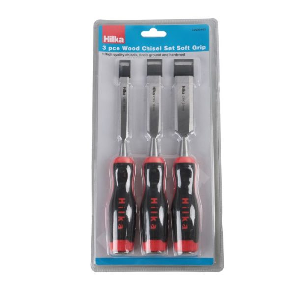 3 pce Wood Chisel Set Soft Grip