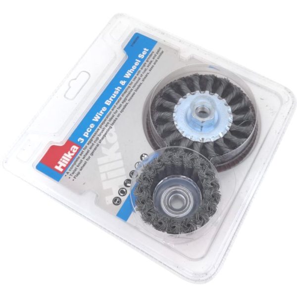 3 piece Wire Brush & Wheel Set for Angle Grinders
